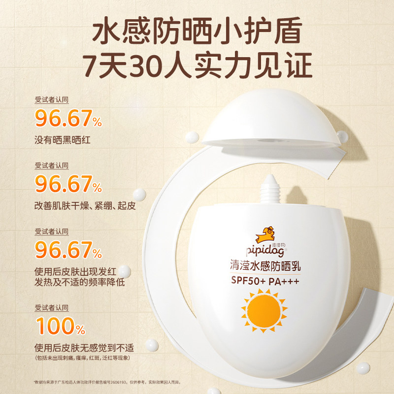 正品皮皮狗清滢水感防晒霜物理防晒乳学生军训防晒黑SPF50+60g