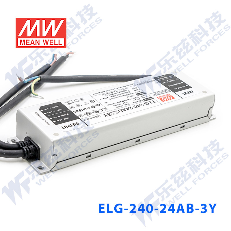 明纬24V LED电源240W ELG-240-24-A/B/AB/DA/D2+3芯进线铝壳防水 - 图3