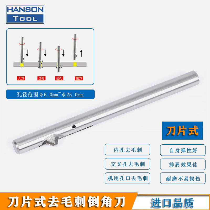 内孔倒角刀正反孔口去毛刺刀反倒角刀上下孔一体去毛刺倒角反拉刀-图1