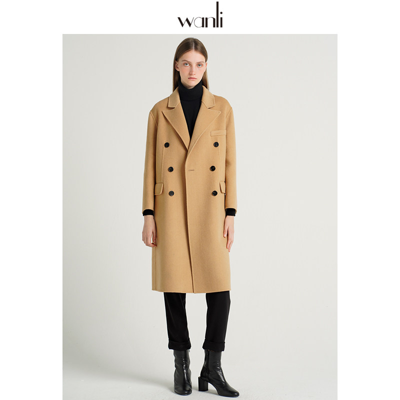 万丽(服饰)双面呢羊绒中长款大衣 万丽服饰毛呢外套