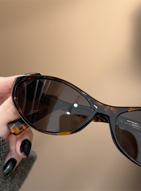 小众时髦玳瑁色猫眼墨镜女时尚偏光美式显脸小防紫外线太阳镜男潮
