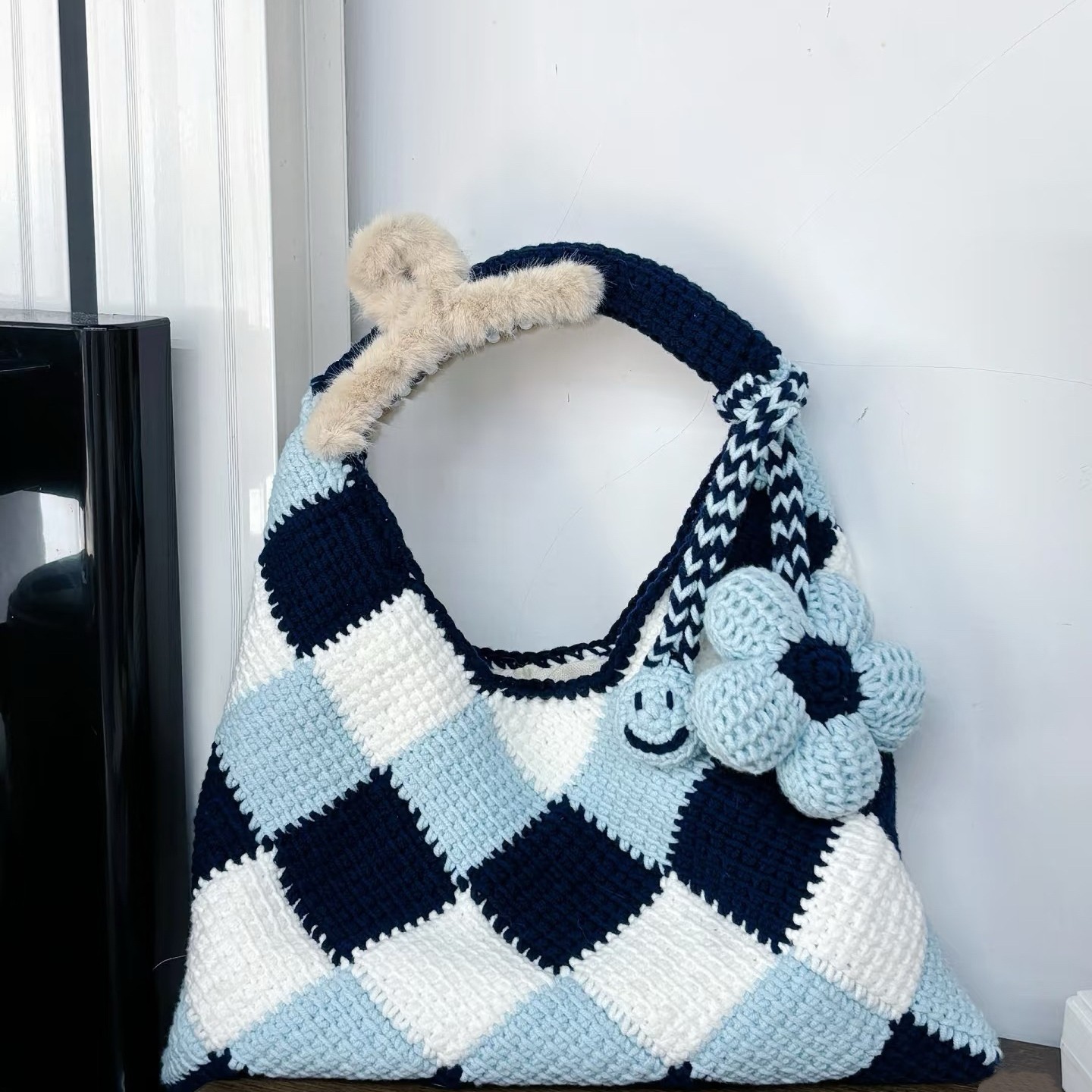 创意ins手工diy编织菱形阿富汗包全套材料包自制毛线手提包送朋友,淘宝优惠券,粉丝福利购,淘宝优惠卷