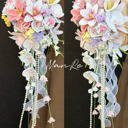 扭扭棒手捧花编织diy材料包手工婚礼领证瀑布成品花送朋友闺蜜礼 - 图2