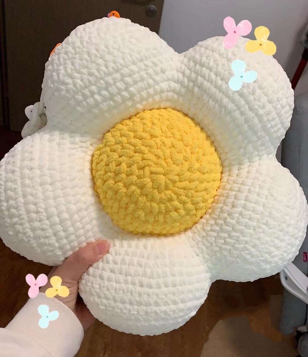 冰条线绿色花朵抱枕diy材料包手工钩针编织自制新手易学送闺蜜女 - 图2