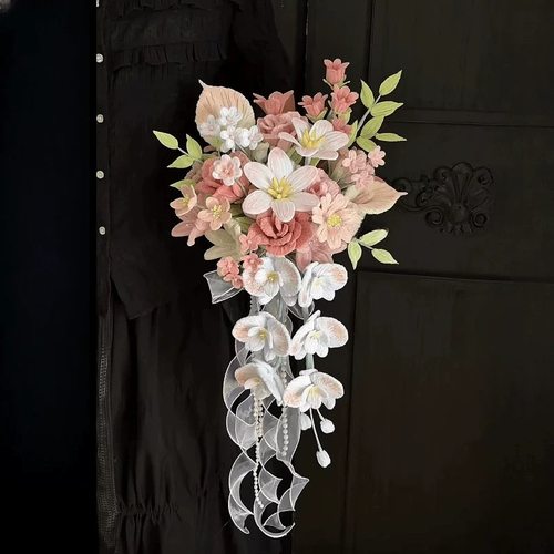 扭扭棒手捧花编织diy材料包手工婚礼领证瀑布成品花送朋友闺蜜礼 - 图0