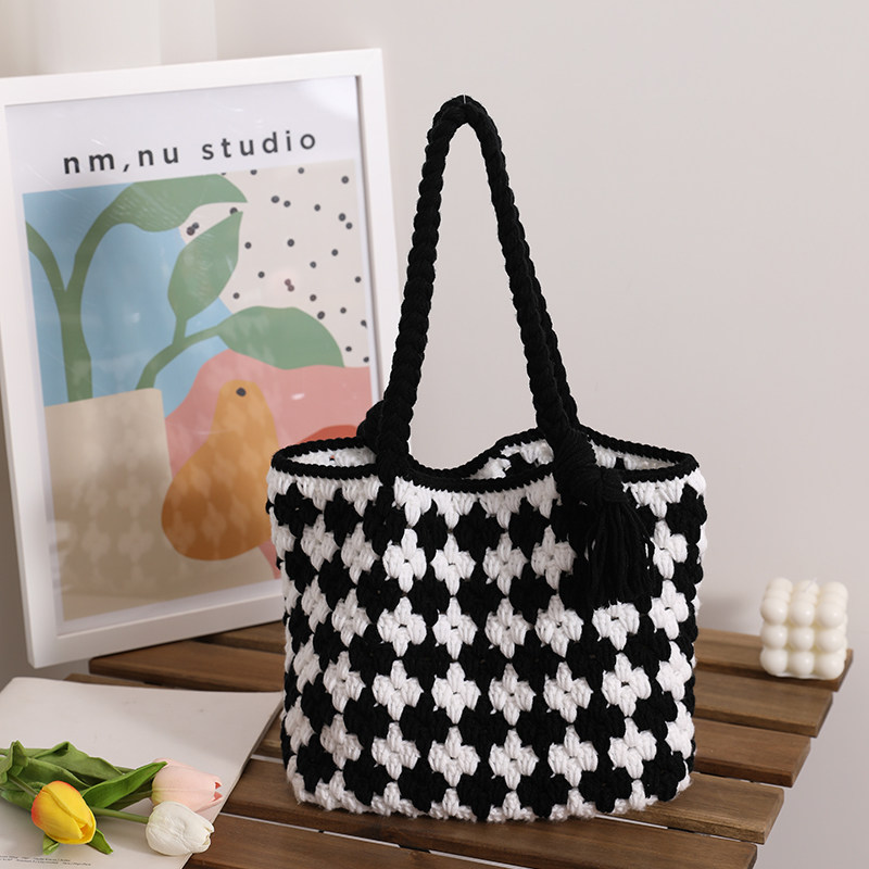 四叶草花朵手提包diy材料包手工编织自制镂空包成品送闺蜜女,淘宝优惠券,粉丝福利购,淘宝优惠卷