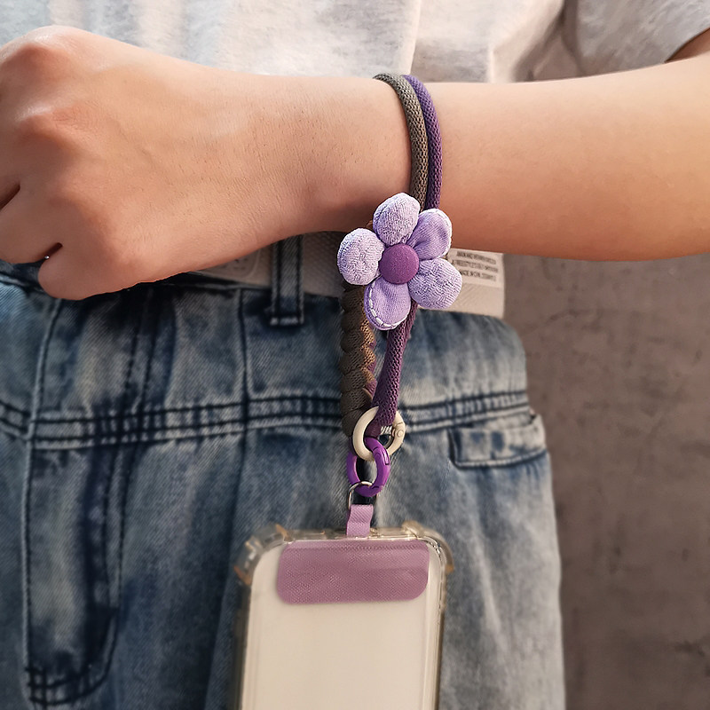酷斯特手机挂绳2025短款手腕带子女个性多巴胺花朵饰品编织绳挂件两股手绳结实耐用舒适手机壳防丢链时尚百搭,淘宝优惠券,粉丝福利购,淘宝优惠卷