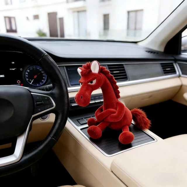 The red pony carriage carries the mascot pendant for the year of birth