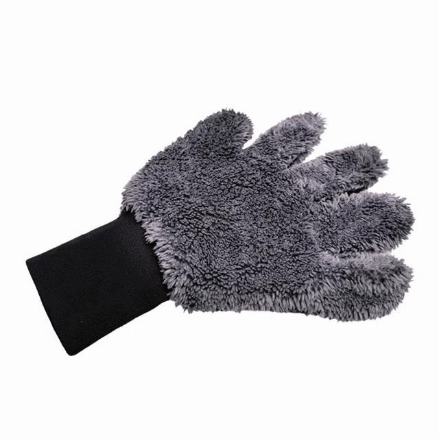 Thickened double-sided five-finger plush car wash gloves plush bear paw wipe car foam brush car cleaning without damaging the car paint surface