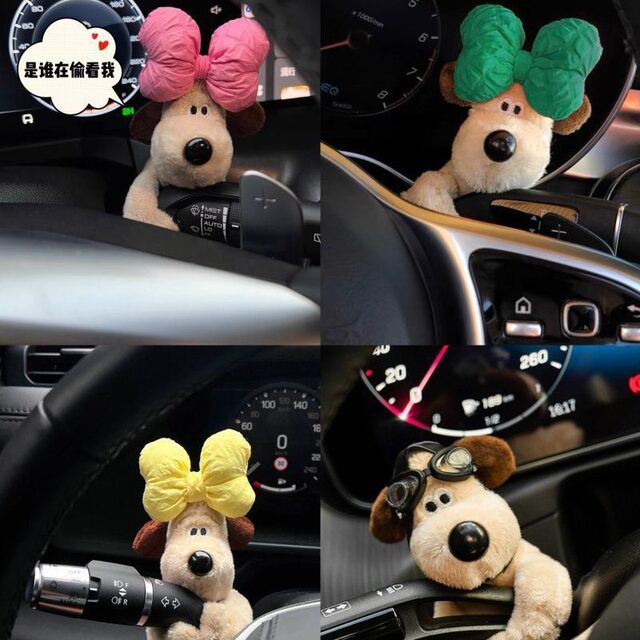 2024 new bow-tie puppy car windshield wiper decorative car turn signal car ornaments