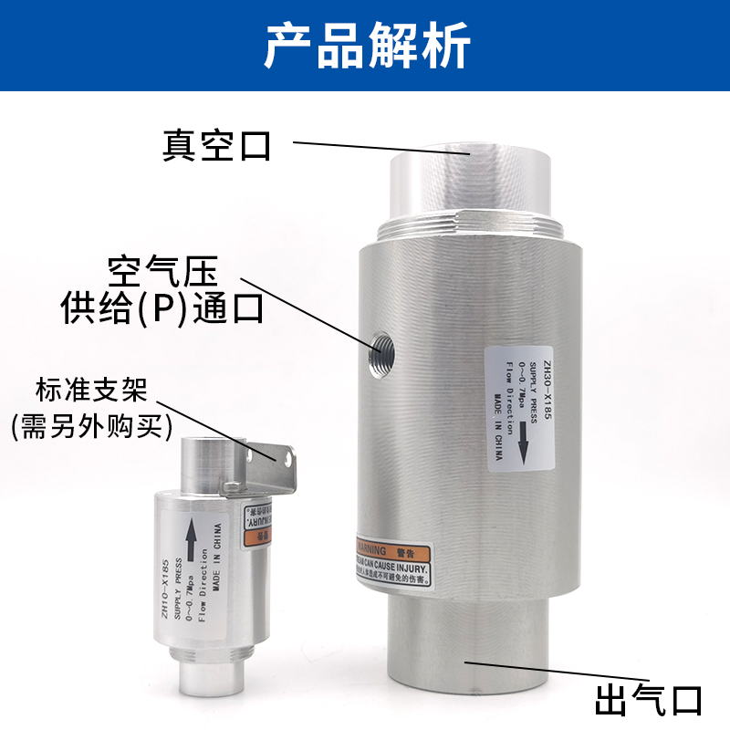 真空发生空气气力输送器空气放大器ZH10 20吸料30送料机40-B-X185 - 图2