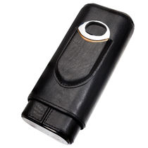 LUBINSKI Rubinski Bull Leather Cigar Kit Portable 3 Fitted Cigar Cut Moisturizing Tube Black -1