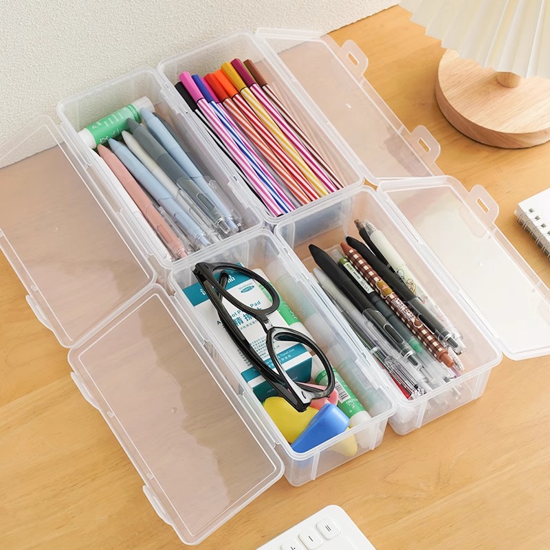 铅笔收纳盒大容量透明文具盒收纳笔筒装彩铅儿童蜡笔绘画素描笔袋 - 图2