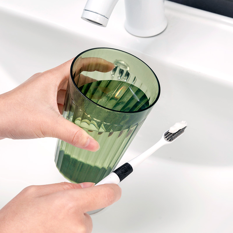 新款家用创意漱口杯可爱简约轻奢风透明塑料情侣刷牙杯学生宿舍洗 - 图2