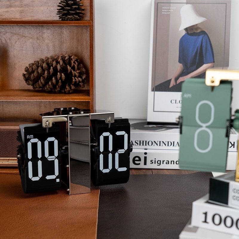 北欧复古翻页时钟客厅桌面座钟简约轻奢墙壁小挂钟自动机械翻页钟,淘宝优惠券,粉丝福利购,淘宝优惠卷