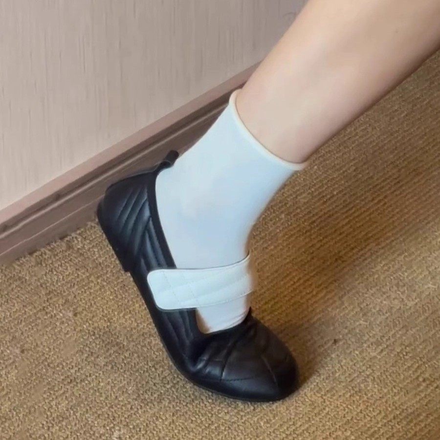 2026早春款法式复古风羊皮玛丽珍鞋女魔术贴拼色平底芭蕾舞鞋百搭,淘宝优惠券,粉丝福利购,淘宝优惠卷