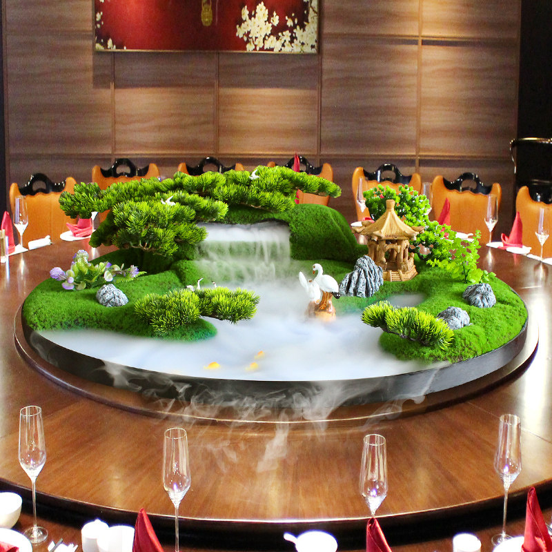 精选新中式酒店会所j饭厅大x圆桌中间转盘假真套装微景观摆件台面,淘宝优惠券,粉丝福利购,淘宝优惠卷