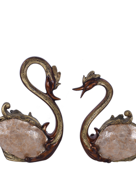 优选欧式a复古奢华创意情侣天鹅摆件美式家居客厅柜装饰品实用结