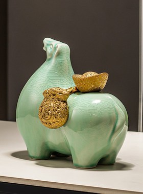 优选马上有钱陶瓷工oh艺品酒柜电视柜家居装饰摆件办公室新中式开