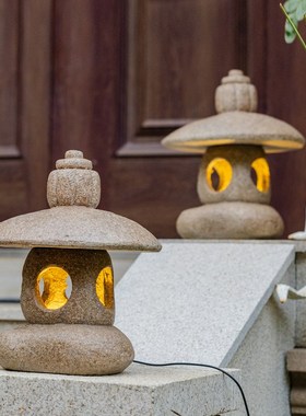 优选禅意太d阳能仿石宫灯落地中式石雕灯笼户外庭院灯园艺景观造