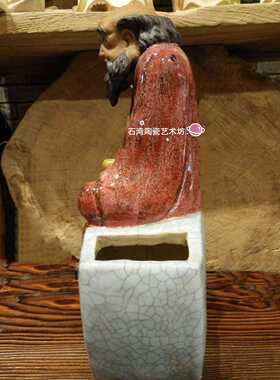 石湾陶瓷达摩罗汉手工佛像摆件