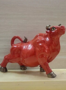 陶瓷生肖牛股市如牛手工摆件