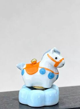 马上有钱景德镇陶瓷转转小马创意桌面摆件办公室解压治愈新年礼物