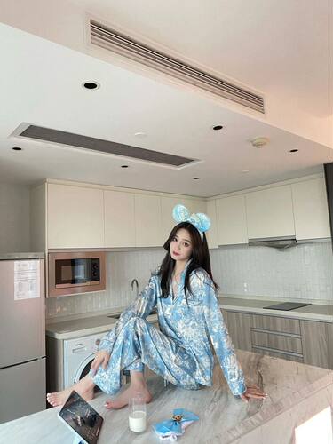 轻奢高定 丝绸睡衣套装女丛林动物印花长袖长裤冰丝高级家居服夏 - 图2