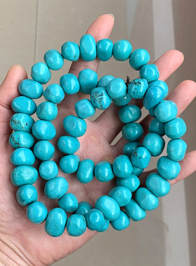 湖北天然原矿绿松石随形原石项链吊坠毛料项坠水滴手把件摆件男女