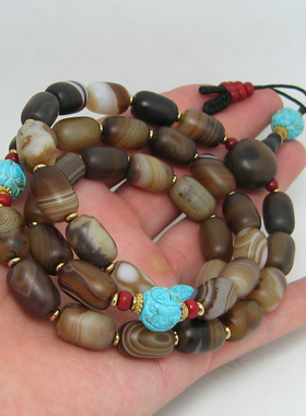 天然缠丝玛瑙手链手串三通佛头