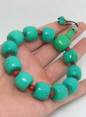 包邮正品天然绿松石隔片散珠挂件