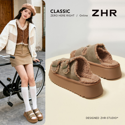 清仓加绒保暖厚底毛毛拖鞋女