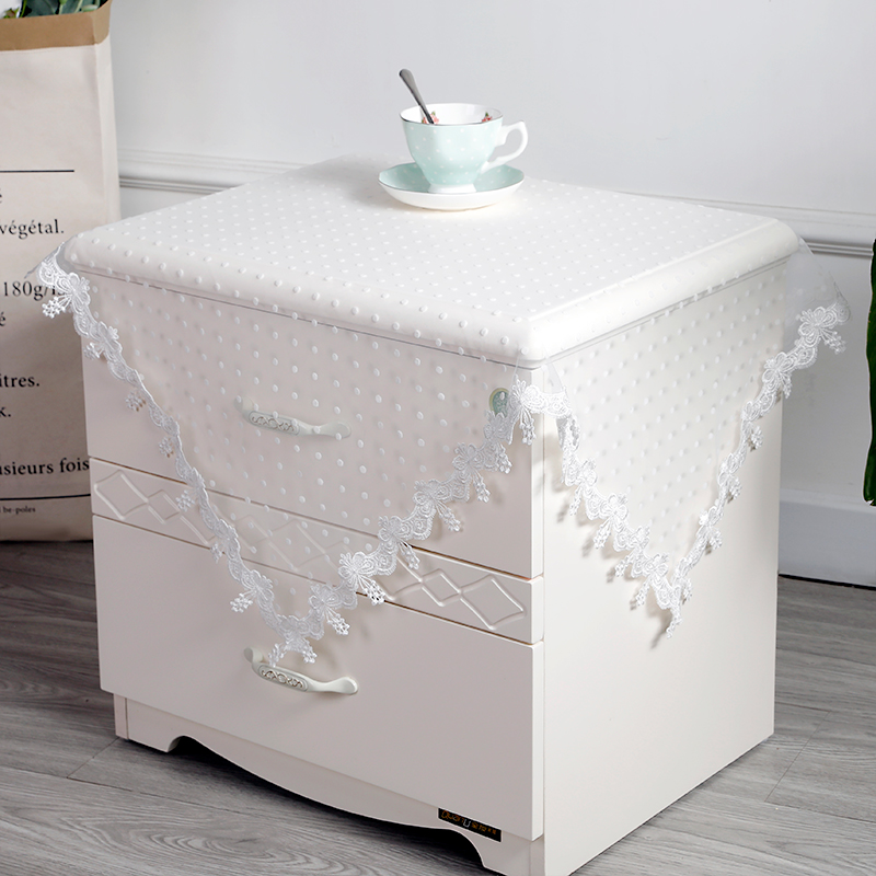 床头柜盖布唯美蕾丝通用防尘罩洗衣机多用小桌布盖巾床头柜垫盖巾 - 图3