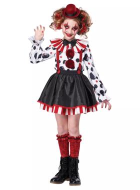 S-XL Children's Clown Halloween Costume万圣节小丑服表演服装