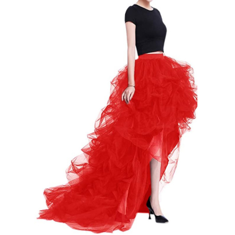 High waisted elastic belt casual mesh skirt for women - 图3