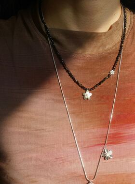 新款花间雨虎眼石串珠项链女拉丝小众品石锁骨链轻奢配饰ins