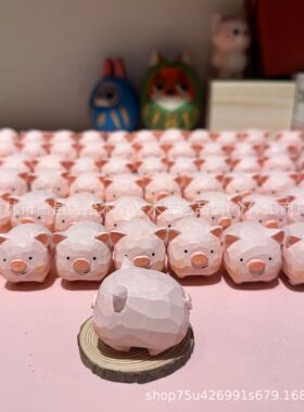 小猪木雕挂件配件纯手工精灵根雕可爱卡通网红同款热销木制品摆件