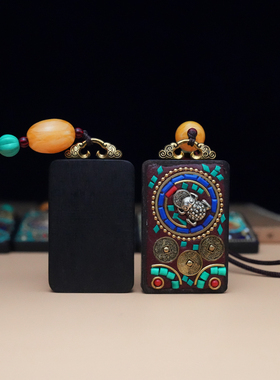 手工佛牌项链黄财神文殊挂件四臂观音唐卡吊坠复古男女通用饰品