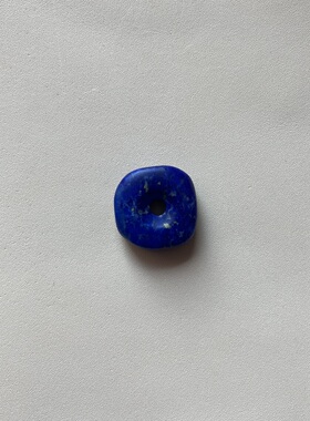 天然阿富汗青金石平安扣打孔散珠配件