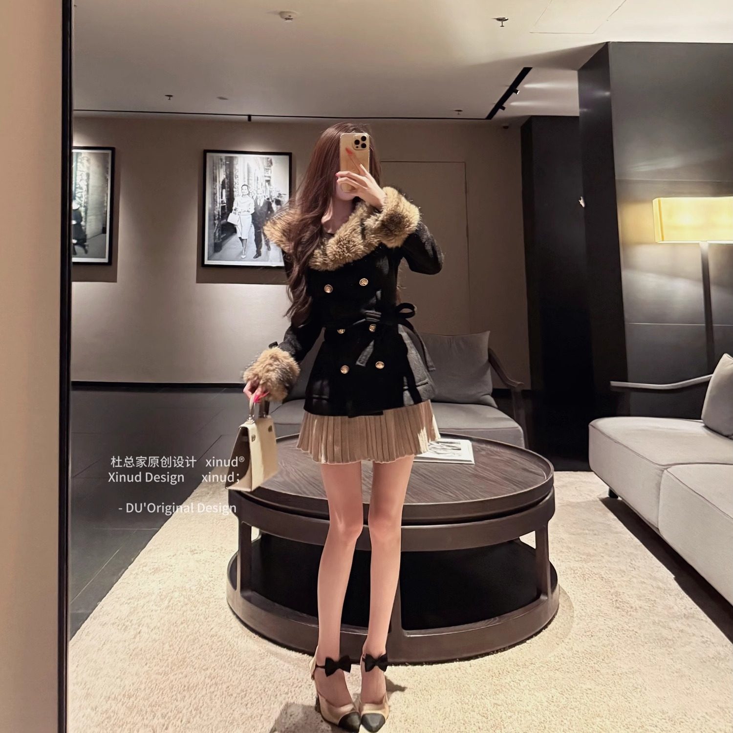 杜总家 京都の冬*日系千金毛呢大衣短款针织百褶裙学院古早套装女,淘宝优惠券,粉丝福利购,淘宝优惠卷