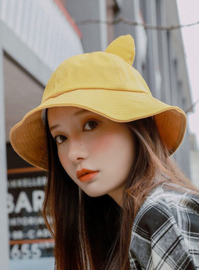 渔夫帽子女夏天薄款日系太阳防晒遮阳帽可爱可调节儿童帽韩版