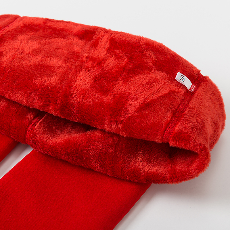 大红色新娘加绒加厚外穿踩脚连裤袜 媞名打底裤