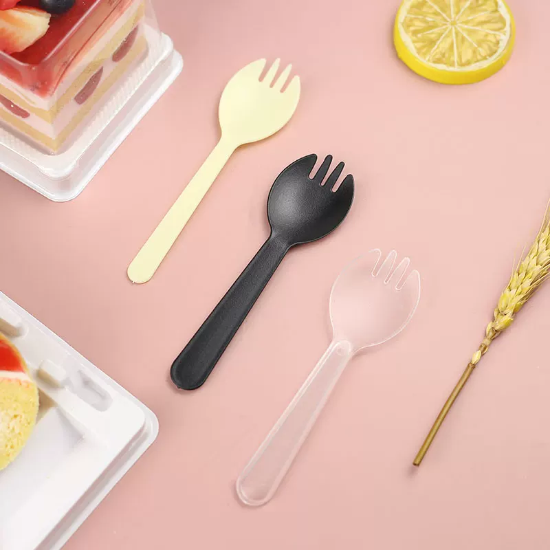 Disposable spoon, plastic pack for ice cream, mousse, increased thickness