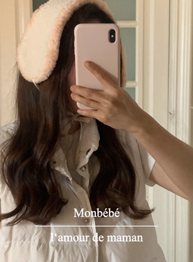 monbebe韩国进口毛绒面料碎花耳罩耳朵保护套保暖可爱