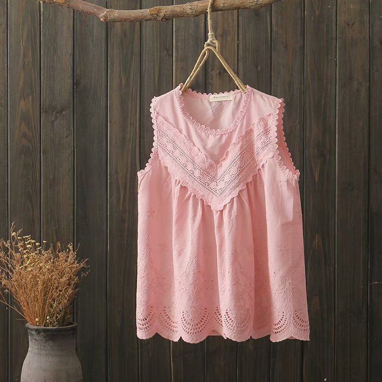 甜美蕾丝花边镂空绣夏季宽松娃娃衫 悦叙衬衫