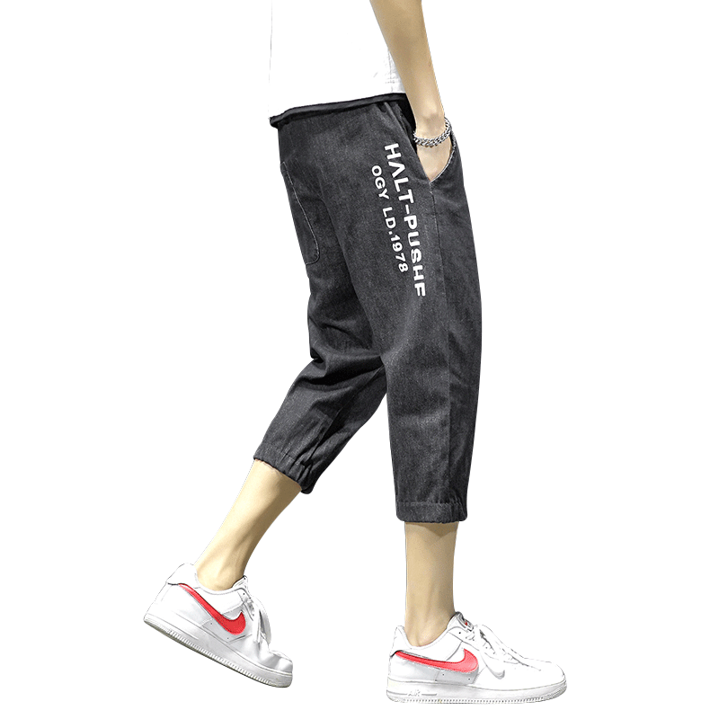 夏季男痞帅宽松七分ins潮牌八短裤 悦叙牛仔裤