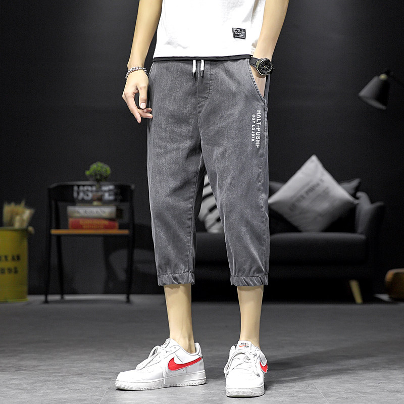 夏季男痞帅宽松七分ins潮牌八短裤 悦叙牛仔裤