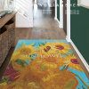 Leather floor mat Sunflower entryway washable