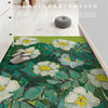 Leather floor mat Sunflower entryway washable