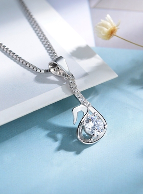 纯银项链天鹅时尚风刻字钻石吊坠